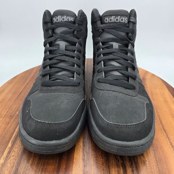 Adidas Hoops 2.0 Mid Shoes Men's 12 Black Lace Up Athletic Basketball Sneakers - Picture 3 of 8